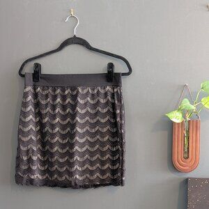 Free People Black Lace Gatsby Elastic Waist Pull On Mini Skirt - Size L